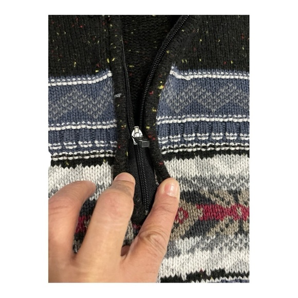 IZOD Men’s Black Speckled 1/4 Zip Mock Neck Sweater Nordic Fair Isle Pattern XL - Picture 7 of 15
